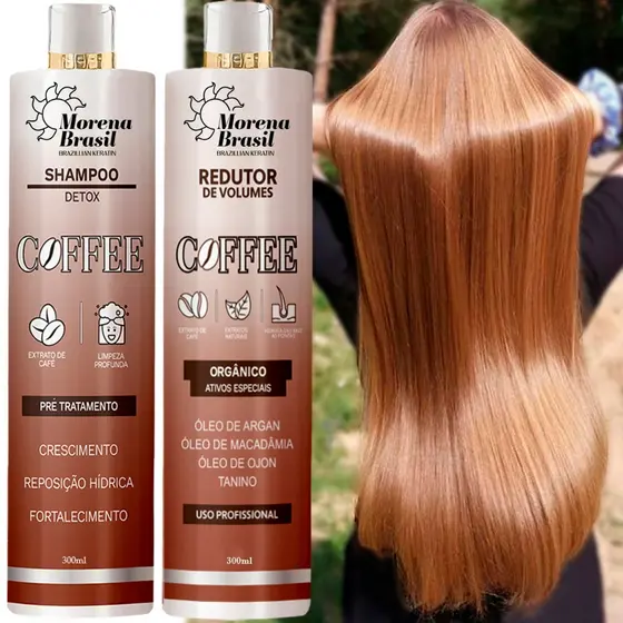 Selagem Sem formol Orgânica De Café 300ml Shampoo + Ativo Brazillian Keratin