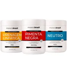 Kit 3X Creme de Massagem Profissional - Drenagem Linfática + Neutro + Pimenta Negra!!