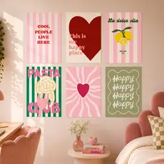 Quadros Decorativos Pinterest Decoração Aestheric Vibe Pastel Juice Pink Heart Feminino Mdf