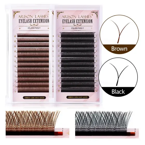 ARISON LASHES YY Marrom e Preto Extensão de Cílios Volume Brasileiro Cílios para Extensão