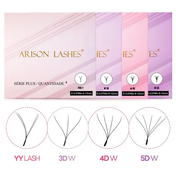 Arison Plus YY/W3D/W4D/W5D  Caixa Grande Extensão de Cilios Volume Brasileiro Egípcio