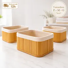 Cesto Organizador de Bambu Multiuso Porta Objetos e Roupas Multiuso