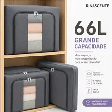 Organizador Multiuso Caixa Organizadora De Guarda Roupa Flexivel Com Ziper 50x40x32cm Grande YY090