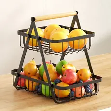 Fruteira De Mesa Organizador De Frutas Cesto Metal Aramado Multiuso Frutas Legumes Luxo Premium  2 - 3 Andares