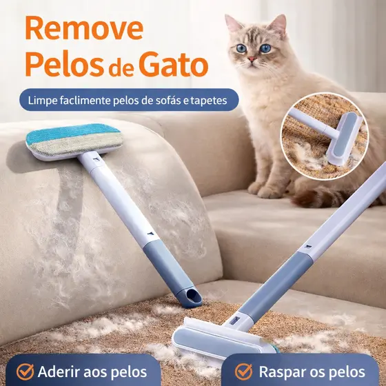 Escova Multifuncional 4 em 1 para Remoção de Pelos de Animais – Ideal para Roupas, Sofás, Tapetes e Vidros