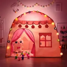 Barraca Tenda Infantil Casinha Dobrável com Luzes de LED Coloridas