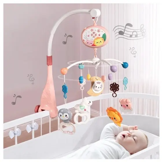 Brinquedo giratório Para Berço Móbile Chocalho Com Projeção De Luzes E Som Controle Remoto