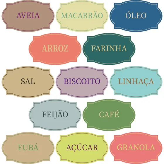 Adesivo para Potes de Mantimentos - 10x6 cm - 13 unidades
