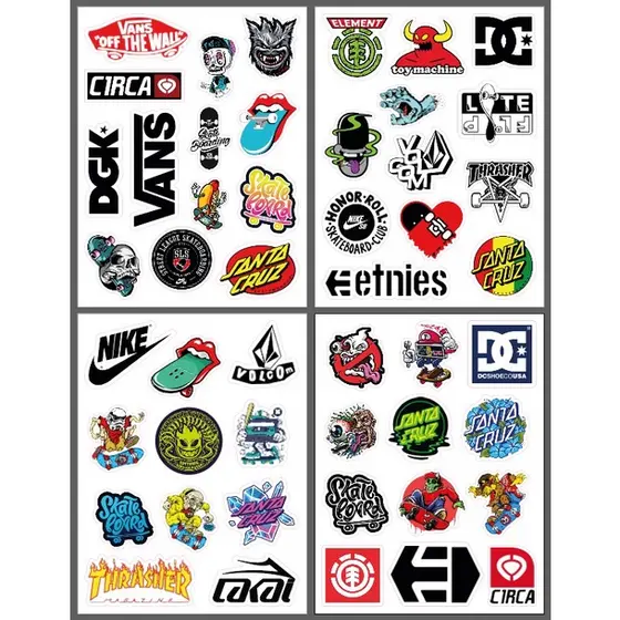 4 cartelas de adesivos Automotivos / Skate