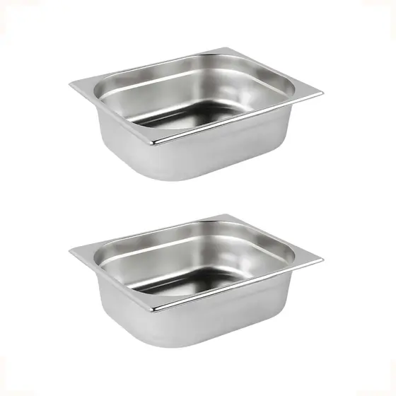 Kit 2 Cubas Gastronômica Buffet Gn Inox 1/2 100mm