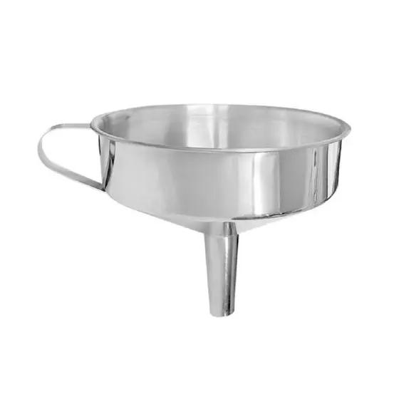 Funil N12 Aço Inox Multiuso Prático Boca Larga Tamanho Diâmetro 12 Com Bico e Alça
