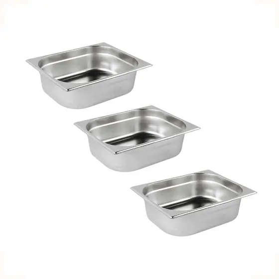 Kit 3 Cubas Gastronômica Buffet Gn Inox 1/2 100mm