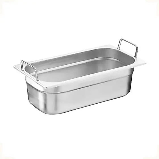 Cuba 1/3 65mm Gastronomica Inox Com Alça Para Buffet Restaurantes Lanchonetes Cozinhas