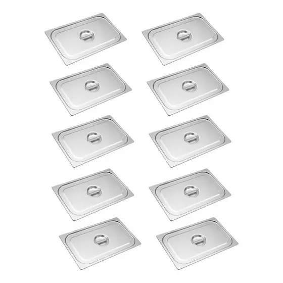 Kit 10 Tampas Para Cuba Gastronomica Gn 1/1 Aco Inox Buffet
