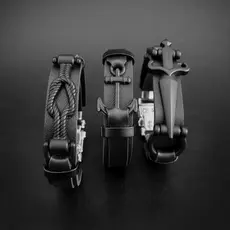 Pulseira Bracelete Masculina Feminina Unissex Caveira Marinheiro Espada Adaga Ajustável Couro Preta