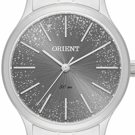 Relógio Orient Feminino Fbss0143 G1sx Prateado Fundo Cinza
