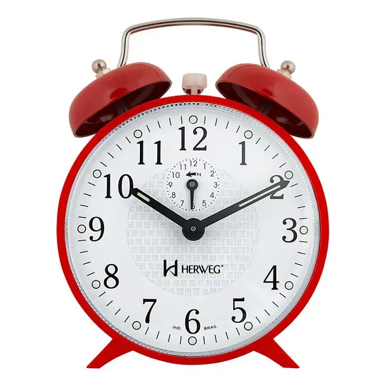 Relógio Despertador Antigo Branco Mecânico Cordas Herweg 2206