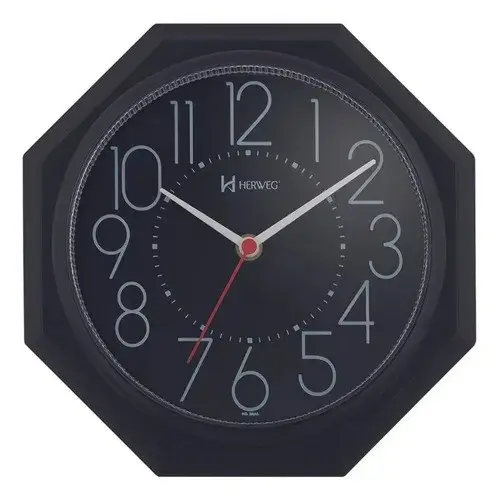 Relogio De Parede Herweg 6117 Octogono Original Preto