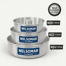 Kit 3 formas de Bolo/Pudim Nº 20 22 e 24cm - Assa Rápido/Entrega Rápida