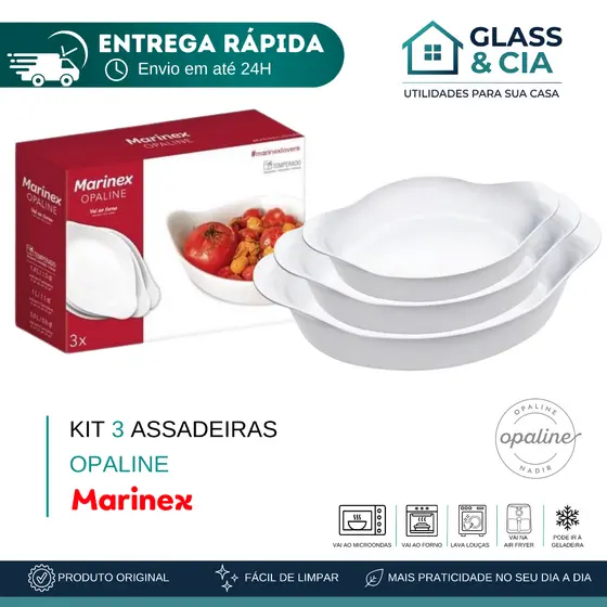 KIT 3 ASSADEIRAS OPALINE - NADIR