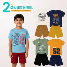 Kit 2 Conjunto Infantil Menino 2 Camiseta + 2 Bermuda