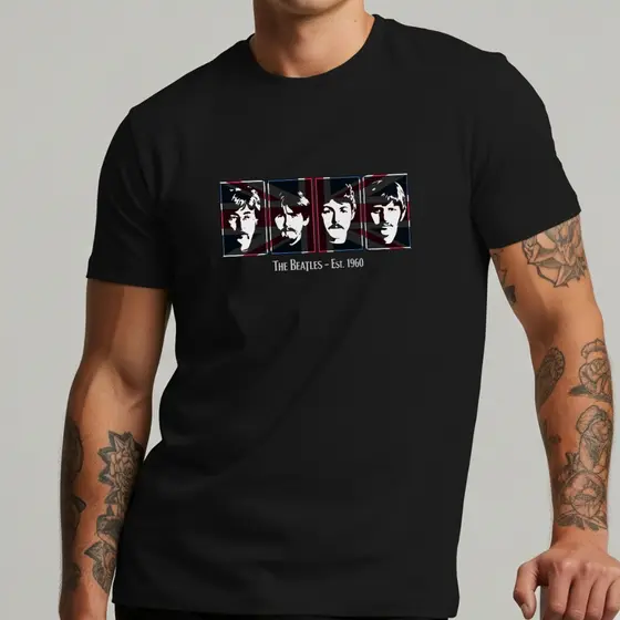 Camiseta Masculina The Beatles Rock Retrô Vintage Estampada Basica