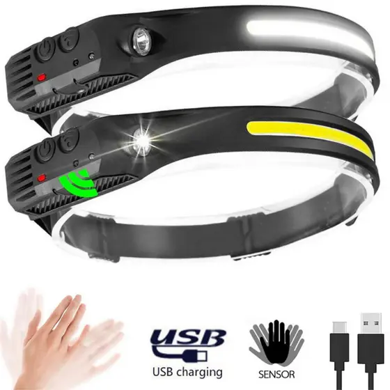 Lanterna de Cabeça LED Recarregável USB com Sensor de Movimento e Faixa Ajustável Ditap Variedades