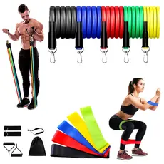 Kit 11 Itens Extensor Elástico Treino Em Casa + 5 Mini Band Exercícios Fisioterapia Ditap Variedades