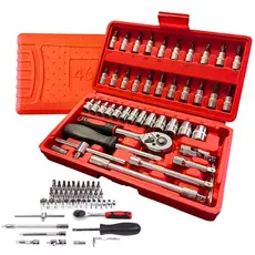 Kit Jogo De Chave Catraca Soquete 46 Peças Combo Jogo Ferramentas Profissional Ditap Variedades