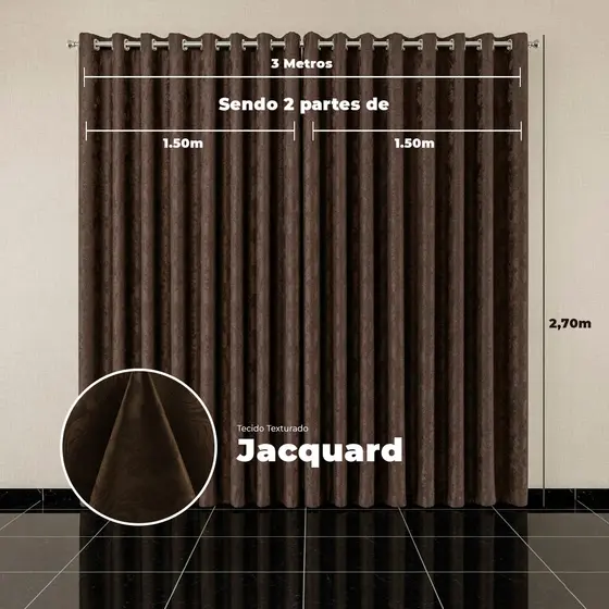 Cortina de Jacquard | 3,00X2,70 | Cores Lindas - IMPERDÍVEL - CORES LINDAS