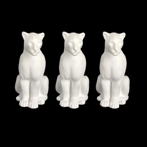Kit 3 Escultura Pantera Sentada gesso cru 15 cm estátua decorativas peça de gesso. rei do gesso arte engesso