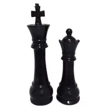 it Escultura rei de xadrez 32 cm rainha de xadrez 26 cm gesso estatueta decorativa linha premium luxo.