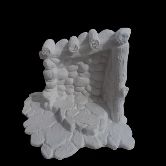 escultura decorativa casinha de pedra presépio enfeite decoração luxo casa sala quarto gesso cru