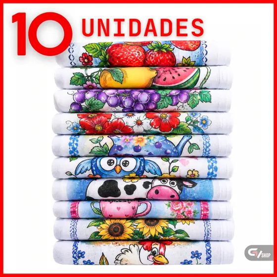 Pano De Prato 10 Unidades 100% Algodão Alta Qualidade Multiuso