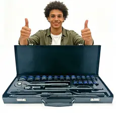 Jogo de Chave de Catraca Cr-V Soquetes Profissional 1/2‘’- Kit Automotivo Completo Para Mecânicos Em Caixa de Metal