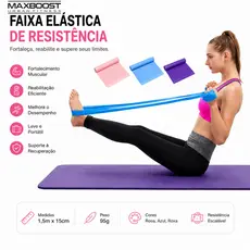 Faixa Elástica Maxboost 1,5m para Fisioterapia Reabilitação Fortalecimento Muscular Treino Funcional Fitness