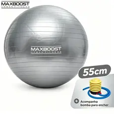 Kit Bola de Pilates Maxboost 55cm com Bomba de Ar Fitness Yoga Exercícios Equilíbrio e Fortalecimento Core