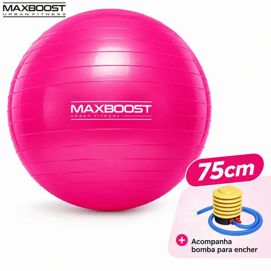 Kit Bola de Pilates Maxboost 75cm com Bomba de Ar Inclusa Fitness Yoga Treino Funcional Equilíbrio e Core