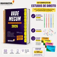 Vade Mecum 2026 com letras grandes | Básico de Estudos de Direito + bloco adesivo + marca texto + clipes coloridos