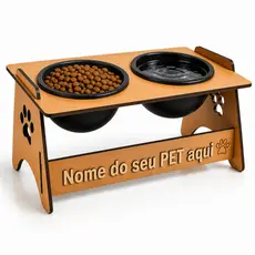 Bebedouro Comedouro Elevado PERSONALIZADO para Gato e Cachorro MDF - Tigelas Plásticas