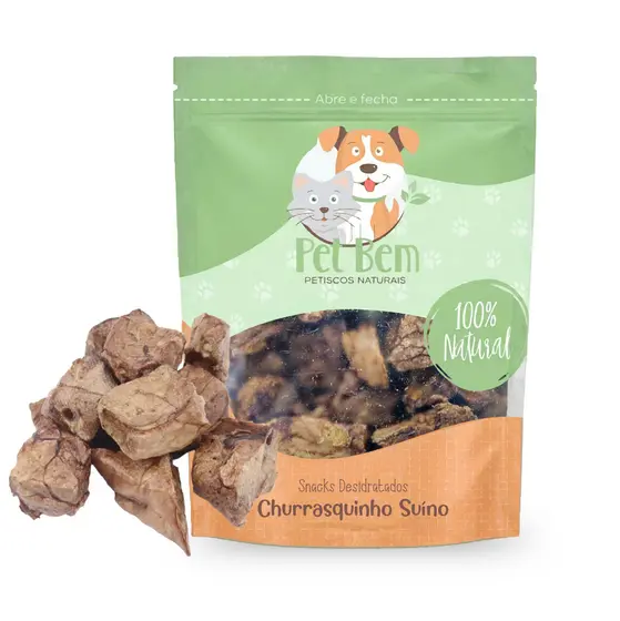 Churrasquinho Suíno Petisco Natural para Cães e Gatos 60gr - Pet Bem