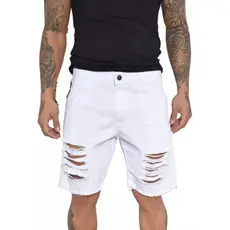Bermuda Jeans Masculina Branca Rasgada C/Lycra Estilo e Conforto Moda Casual
