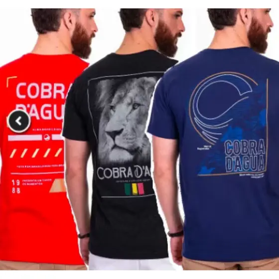 Kit 03 Camisa Camiseta COBRA D'ÁGUA 100% Algodão Masculina ( Estampas Variadas)