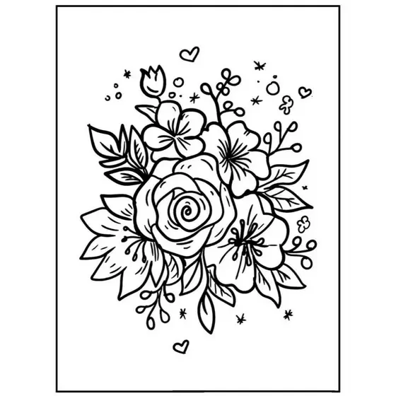 Desenho de Flores para Colorir 100 Unidades