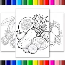 Kit Desenhos para colorir Frutas e legumes- 50 Folhas soltas A4