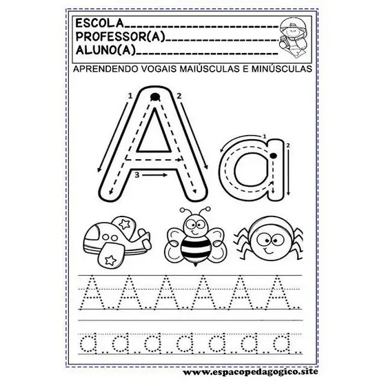 Kit 60 Atividades de Cordenação Motora de Vogais e Numeros (Folhas Soltas) A4