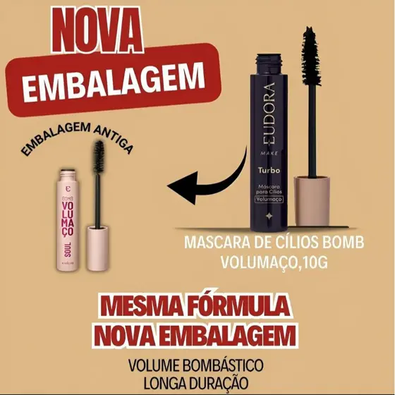 Máscara de Cílios Bomb Volumaço Soul 10g Eudora - Volume, Alongamento, Definição.