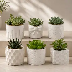 Kit 3 Vasos de Plantas Prisma Suculentas Vaso Decorativo em Gesso para e Cactos Decoração Sala
