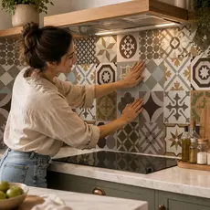 Papel de Parede Cozinha Lavavel Meia Parede Rolo Autocolante Azulejos Revestimento de Parede