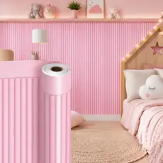 Papel de Parede para Quarto de Menina Meia Parede Papel de Parede Ripado Madeira Adesivo Infantil